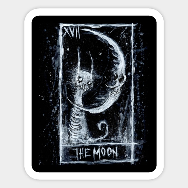 The Moon tarot card art by Gus Fink Sticker by Gus Fink studios